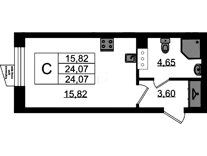 Квартира студия 24.07 м², 3/11 эт., ЖК «VEREN NORT Сертолово»
